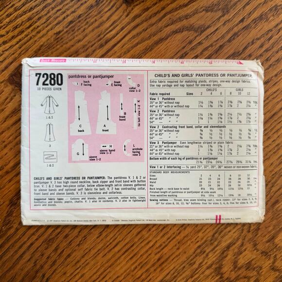 Vintage 1960s Simplicity 7280 Sewing Pattern Size 8 Girl Jumper Dress COMPLETE - Picture 2 of 2